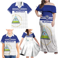 Custom Nicaragua Football Family Matching Off Shoulder Maxi Dress and Hawaiian Shirt La Azul y Blanco - Wonder Print Shop