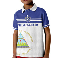 Custom Nicaragua Football Kid Polo Shirt La Azul y Blanco - Wonder Print Shop