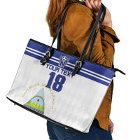 Custom Nicaragua Football Leather Tote Bag La Azul y Blanco - Wonder Print Shop