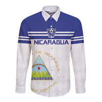 Custom Nicaragua Football Long Sleeve Button Shirt La Azul y Blanco - Wonder Print Shop