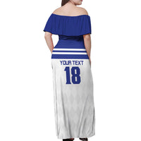 Custom Nicaragua Football Off Shoulder Maxi Dress La Azul y Blanco - Wonder Print Shop