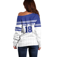 Custom Nicaragua Football Off Shoulder Sweater La Azul y Blanco - Wonder Print Shop