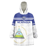 Custom Nicaragua Football Wearable Blanket Hoodie La Azul y Blanco - Wonder Print Shop