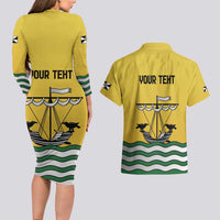 Personalized Lisbon Portugal Couples Matching Long Sleeve Bodycon Dress and Hawaiian Shirt Flag Style - Wonder Print Shop