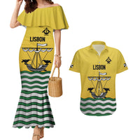 Personalized Lisbon Portugal Couples Matching Mermaid Dress and Hawaiian Shirt Flag Style - Wonder Print Shop