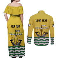 Personalized Lisbon Portugal Couples Matching Off Shoulder Maxi Dress and Long Sleeve Button Shirt Flag Style - Wonder Print Shop