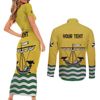 Personalized Lisbon Portugal Couples Matching Short Sleeve Bodycon Dress and Long Sleeve Button Shirt Flag Style - Wonder Print Shop