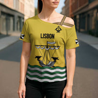 Personalized Lisbon Portugal Cross Shoulder Shirt Flag Style - Wonder Print Shop