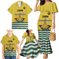 Personalized Lisbon Portugal Family Matching Mermaid Dress and Hawaiian Shirt Flag Style - Wonder Print Shop