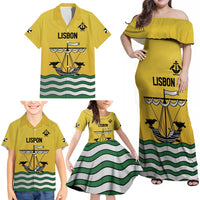 Personalized Lisbon Portugal Family Matching Off Shoulder Maxi Dress and Hawaiian Shirt Flag Style - Wonder Print Shop