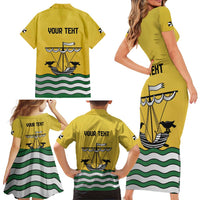 Personalized Lisbon Portugal Family Matching Short Sleeve Bodycon Dress and Hawaiian Shirt Flag Style - Wonder Print Shop
