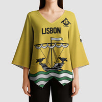 Personalized Lisbon Portugal Kimono Sleeve Blouse Flag Style - Wonder Print Shop