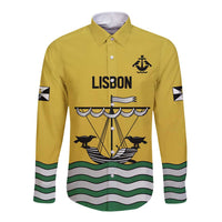 Personalized Lisbon Portugal Long Sleeve Button Shirt Flag Style - Wonder Print Shop