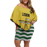Personalized Lisbon Portugal Off Shoulder Short Dress Flag Style - Wonder Print Shop