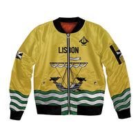 Personalized Lisbon Portugal Sleeve Zip Bomber Jacket Flag Style - Wonder Print Shop