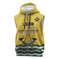 Personalized Lisbon Portugal Sleeveless Zip Hoodie Flag Style - Wonder Print Shop