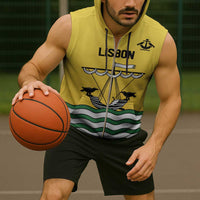 Personalized Lisbon Portugal Sleeveless Zip Hoodie Flag Style - Wonder Print Shop