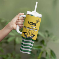 Personalized Lisbon Portugal Tumbler With Handle Flag Style - Wonder Print Shop
