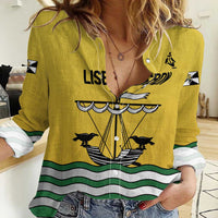 Personalized Lisbon Portugal Women Casual Shirt Flag Style - Wonder Print Shop