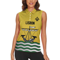 Personalized Lisbon Portugal Women Sleeveless Polo Shirt Flag Style - Wonder Print Shop