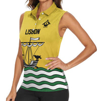 Personalized Lisbon Portugal Women Sleeveless Polo Shirt Flag Style - Wonder Print Shop