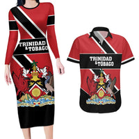 Custom Trinidad and Tobago Couples Matching Long Sleeve Bodycon Dress and Hawaiian Shirt Together We Aspire Together We Achieve - Wonder Print Shop