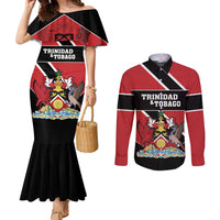 Custom Trinidad and Tobago Couples Matching Mermaid Dress and Long Sleeve Button Shirt Together We Aspire Together We Achieve - Wonder Print Shop