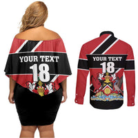 Custom Trinidad and Tobago Couples Matching Off Shoulder Short Dress and Long Sleeve Button Shirt Together We Aspire Together We Achieve - Wonder Print Shop