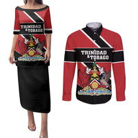 Custom Trinidad and Tobago Couples Matching Puletasi and Long Sleeve Button Shirt Together We Aspire Together We Achieve - Wonder Print Shop