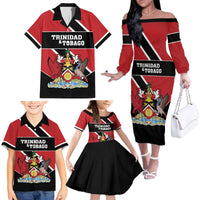 Custom Trinidad and Tobago Family Matching Off The Shoulder Long Sleeve Dress and Hawaiian Shirt Together We Aspire Together We Achieve - Wonder Print Shop