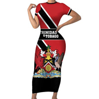 Custom Trinidad and Tobago Family Matching Short Sleeve Bodycon Dress and Hawaiian Shirt Together We Aspire Together We Achieve - Wonder Print Shop