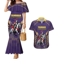 Custom Trinidad and Tobago Cricket Couples Matching Mermaid Dress and Hawaiian Shirt Go Champion Knight Riders - Wonder Print Shop