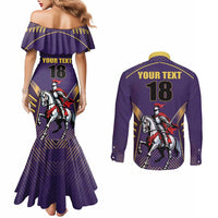 Custom Trinidad and Tobago Cricket Couples Matching Mermaid Dress and Long Sleeve Button Shirt Go Champion Knight Riders - Wonder Print Shop