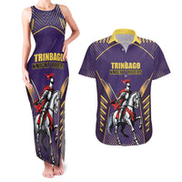 Custom Trinidad and Tobago Cricket Couples Matching Tank Maxi Dress and Hawaiian Shirt Go Champion Knight Riders - Wonder Print Shop