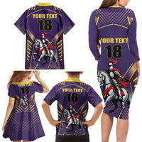 Custom Trinidad and Tobago Cricket Family Matching Long Sleeve Bodycon Dress and Hawaiian Shirt Go Champion Knight Riders - Wonder Print Shop