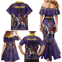 Custom Trinidad and Tobago Cricket Family Matching Mermaid Dress and Hawaiian Shirt Go Champion Knight Riders - Wonder Print Shop
