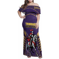 Custom Trinidad and Tobago Cricket Family Matching Off Shoulder Maxi Dress and Hawaiian Shirt Go Champion Knight Riders - Wonder Print Shop