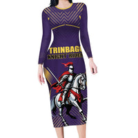 Custom Trinidad and Tobago Cricket Long Sleeve Bodycon Dress Go Champion Knight Riders - Wonder Print Shop