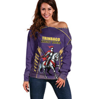 Custom Trinidad and Tobago Cricket Off Shoulder Sweater Go Champion Knight Riders - Wonder Print Shop