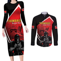 Custom Trinidad and Tobago Cricket Knight Riders Couples Matching Long Sleeve Bodycon Dress and Long Sleeve Button Shirt Go Champion - Wonder Print Shop