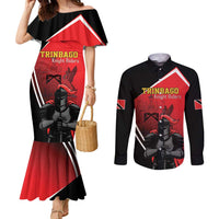 Custom Trinidad and Tobago Cricket Knight Riders Couples Matching Mermaid Dress and Long Sleeve Button Shirt Go Champion - Wonder Print Shop
