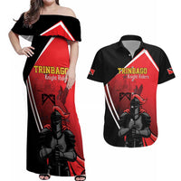 Custom Trinidad and Tobago Cricket Knight Riders Couples Matching Off Shoulder Maxi Dress and Hawaiian Shirt Go Champion - Wonder Print Shop