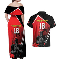 Custom Trinidad and Tobago Cricket Knight Riders Couples Matching Off Shoulder Maxi Dress and Hawaiian Shirt Go Champion - Wonder Print Shop