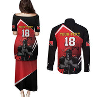 Custom Trinidad and Tobago Cricket Knight Riders Couples Matching Puletasi and Long Sleeve Button Shirt Go Champion - Wonder Print Shop