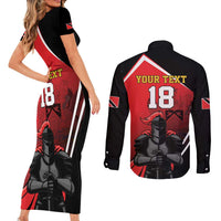 Custom Trinidad and Tobago Cricket Knight Riders Couples Matching Short Sleeve Bodycon Dress and Long Sleeve Button Shirt Go Champion - Wonder Print Shop