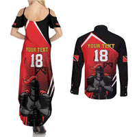 Custom Trinidad and Tobago Cricket Knight Riders Couples Matching Summer Maxi Dress and Long Sleeve Button Shirt Go Champion - Wonder Print Shop