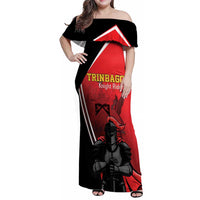 Custom Trinidad and Tobago Cricket Knight Riders Family Matching Off Shoulder Maxi Dress and Hawaiian Shirt Go Champion - Wonder Print Shop