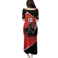 Custom Trinidad and Tobago Cricket Knight Riders Family Matching Puletasi and Hawaiian Shirt Go Champion - Wonder Print Shop