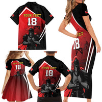 Custom Trinidad and Tobago Cricket Knight Riders Family Matching Short Sleeve Bodycon Dress and Hawaiian Shirt Go Champion - Wonder Print Shop