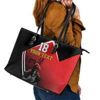 Custom Trinidad and Tobago Cricket Knight Riders Leather Tote Bag Go Champion - Wonder Print Shop